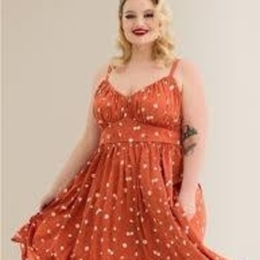 Torrid Retro Chic Dress In Orange Size 16